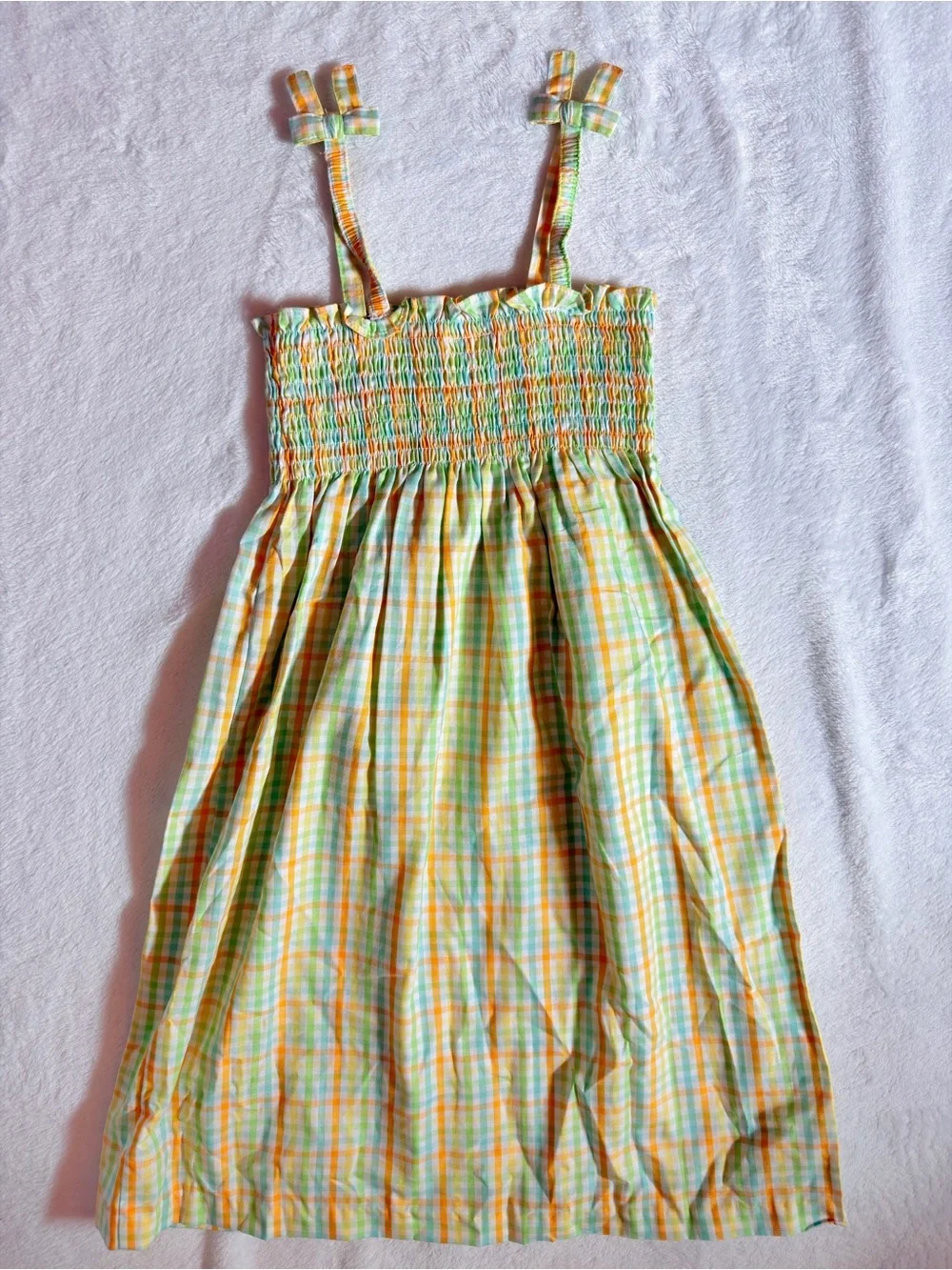 NWOT Little English plaid smocked top midi dress size 6